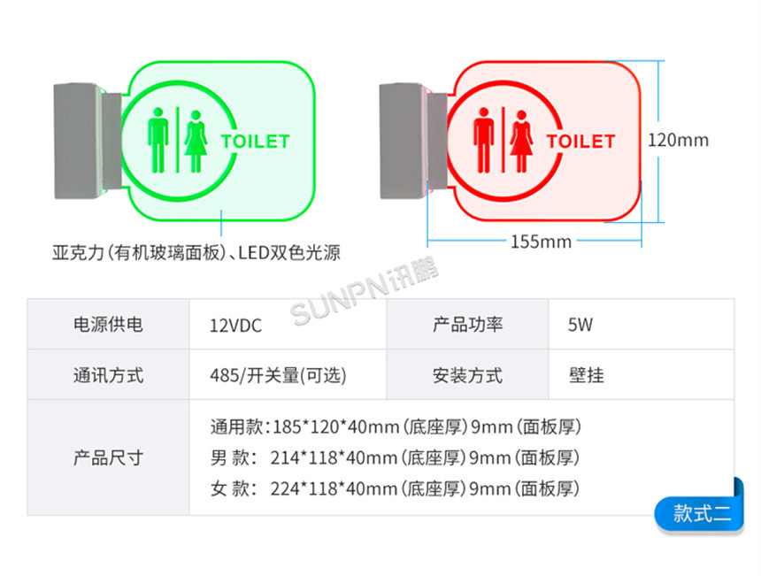 讯鹏厕位有无人显示屏-参数说明