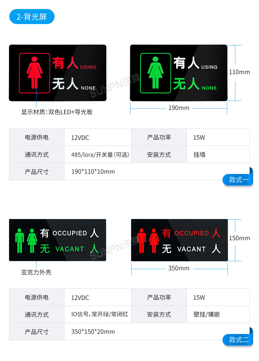 深圳讯鹏智慧公厕门头屏产品参数