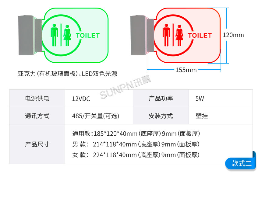 深圳讯鹏智慧公厕门头屏产品参数