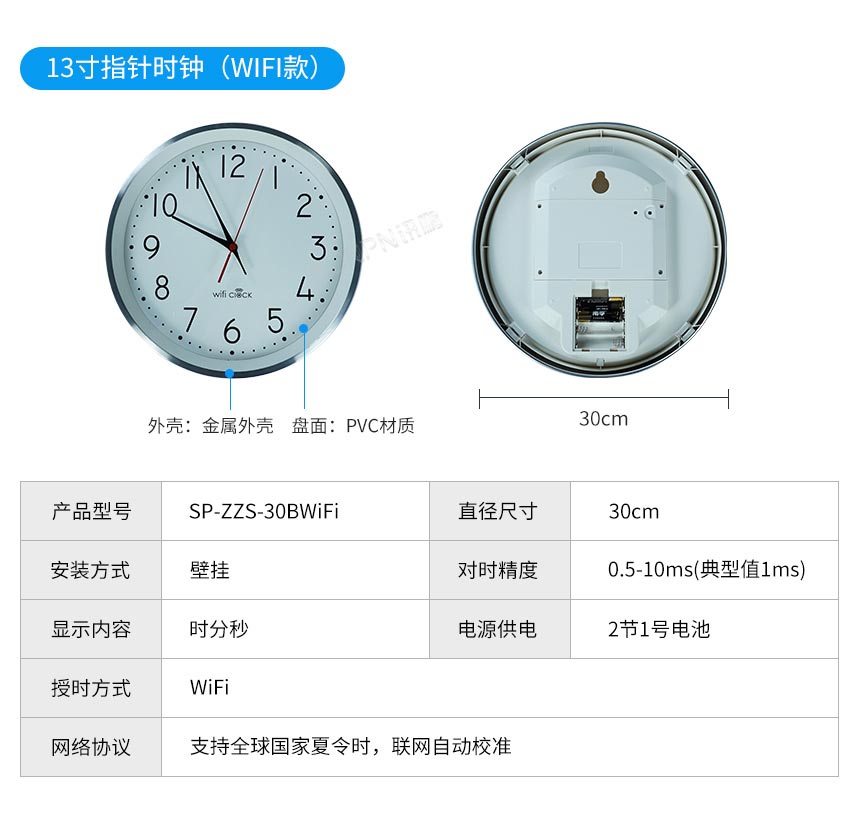 深圳讯鹏指针NTP电子钟-参数明细