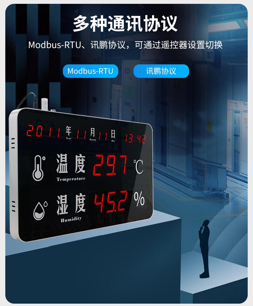 深圳讯鹏温湿度电子钟-多种通讯协议