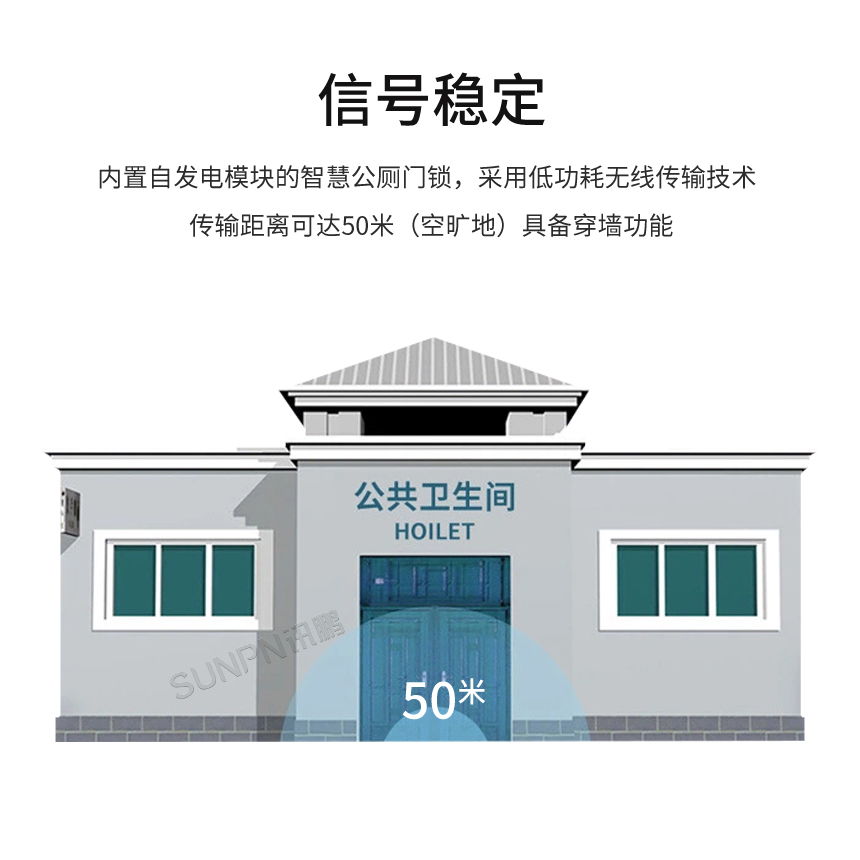 讯鹏智慧公厕自发电门锁开关-信号远距离传输