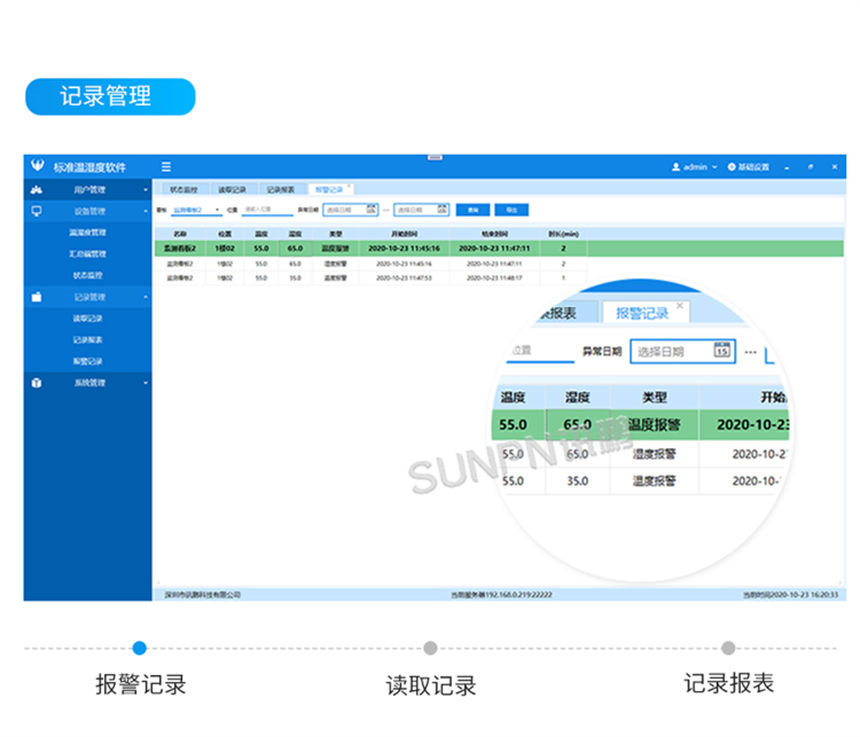 讯鹏温湿度监控系统客户端界面展示