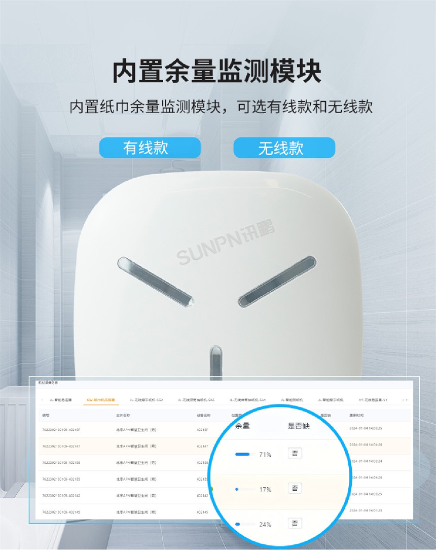 讯鹏科技智能纸巾盒-余量监测提醒
