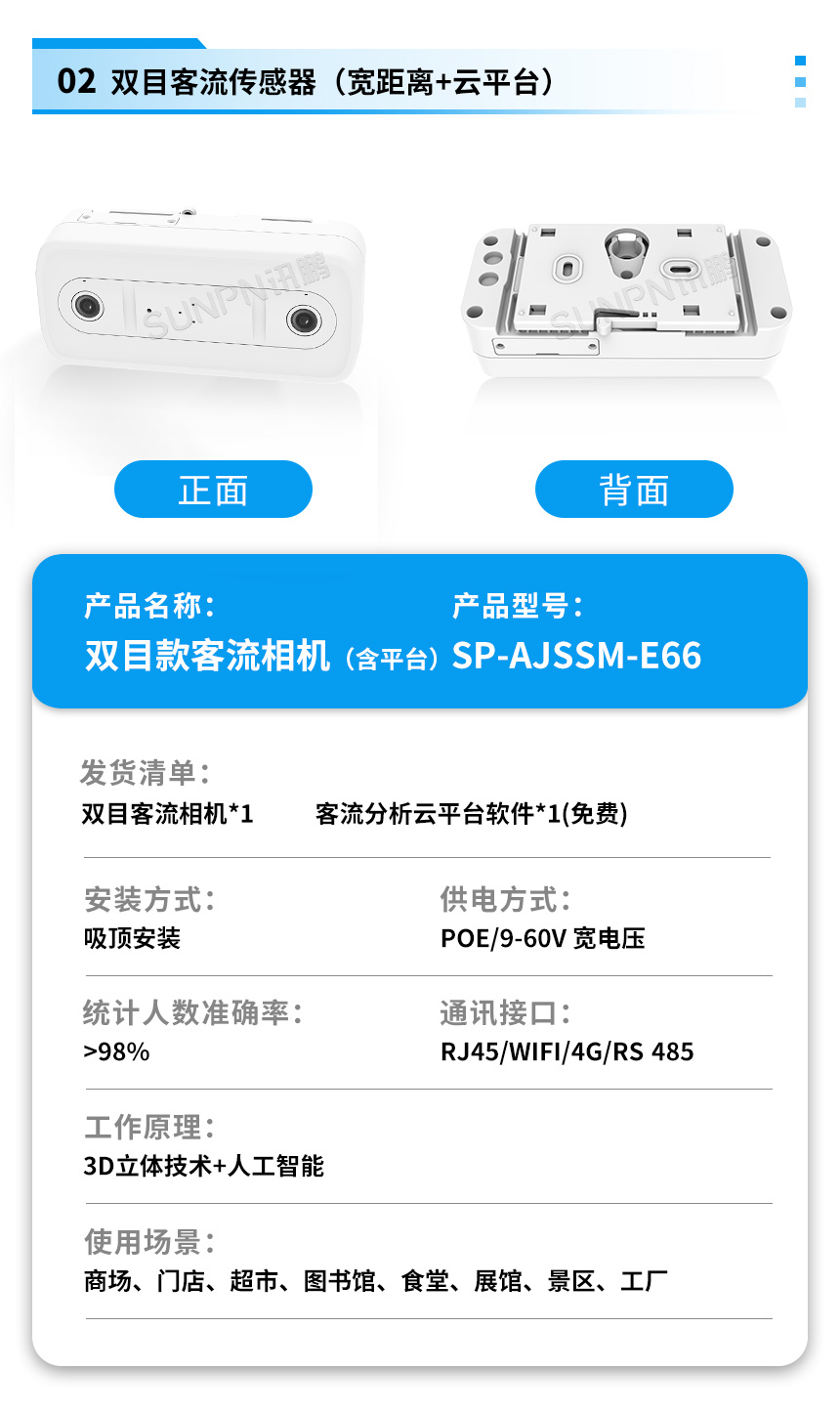 讯鹏客流统计摄像头产品参数