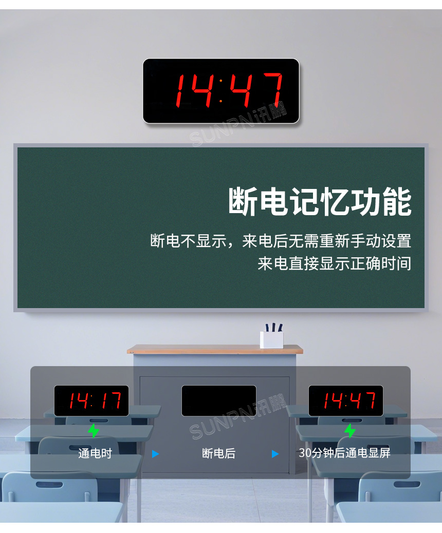 4寸时分电子钟-断电记忆功能 4寸时分电子钟-断电记忆功能