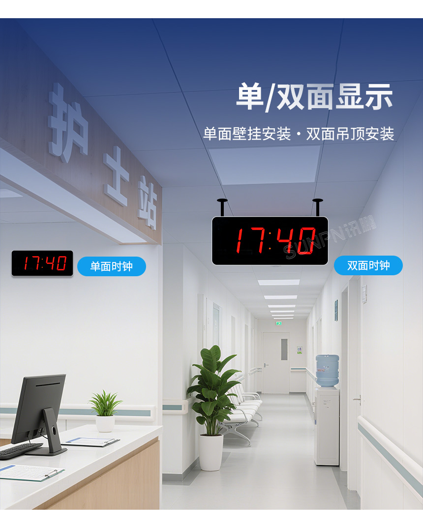 讯鹏科技网络同步时钟-单双面显示