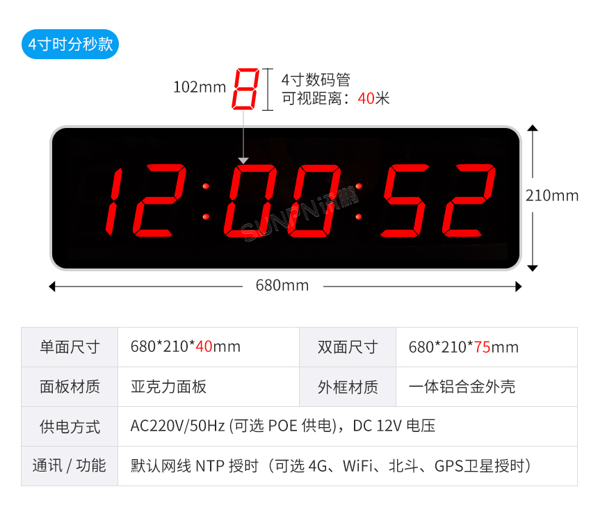 讯鹏科技网络同步时钟系统产品规格