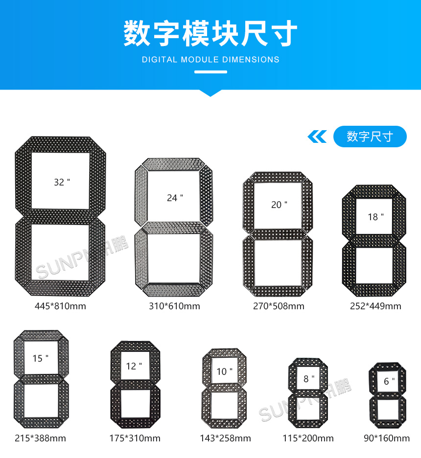 讯鹏户外防水LED电子钟数字模块尺寸 讯鹏户外防水LED电子钟数字模块尺寸