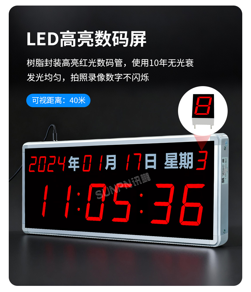 讯鹏LED网络同步时钟高亮显示