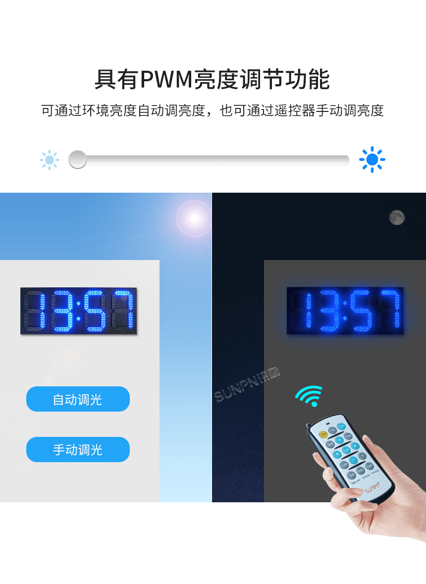 讯鹏科技户外防水电子钟智能调光