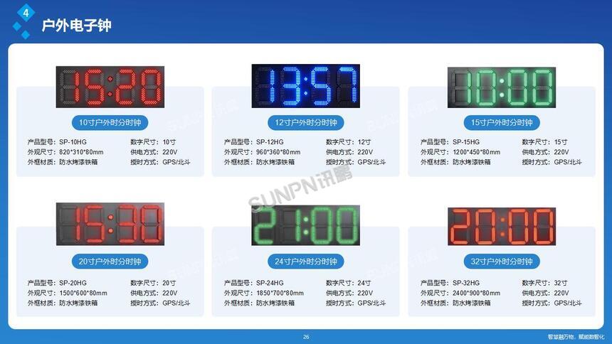 讯鹏同步时钟系统-户外防水电子钟