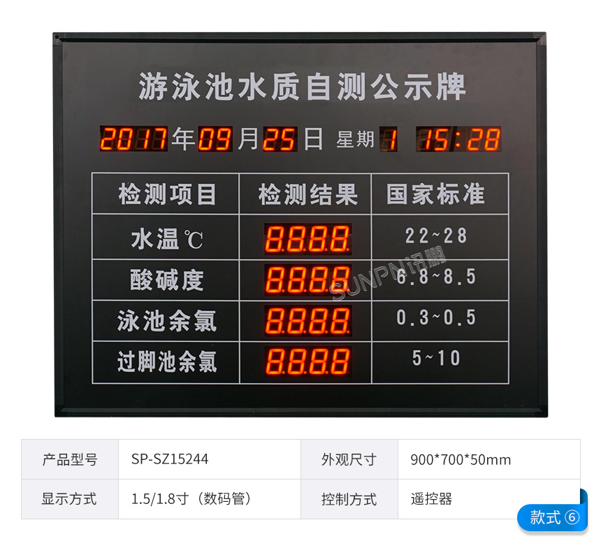 讯鹏水质自检公示牌-参数 讯鹏水质自检公示牌-参数